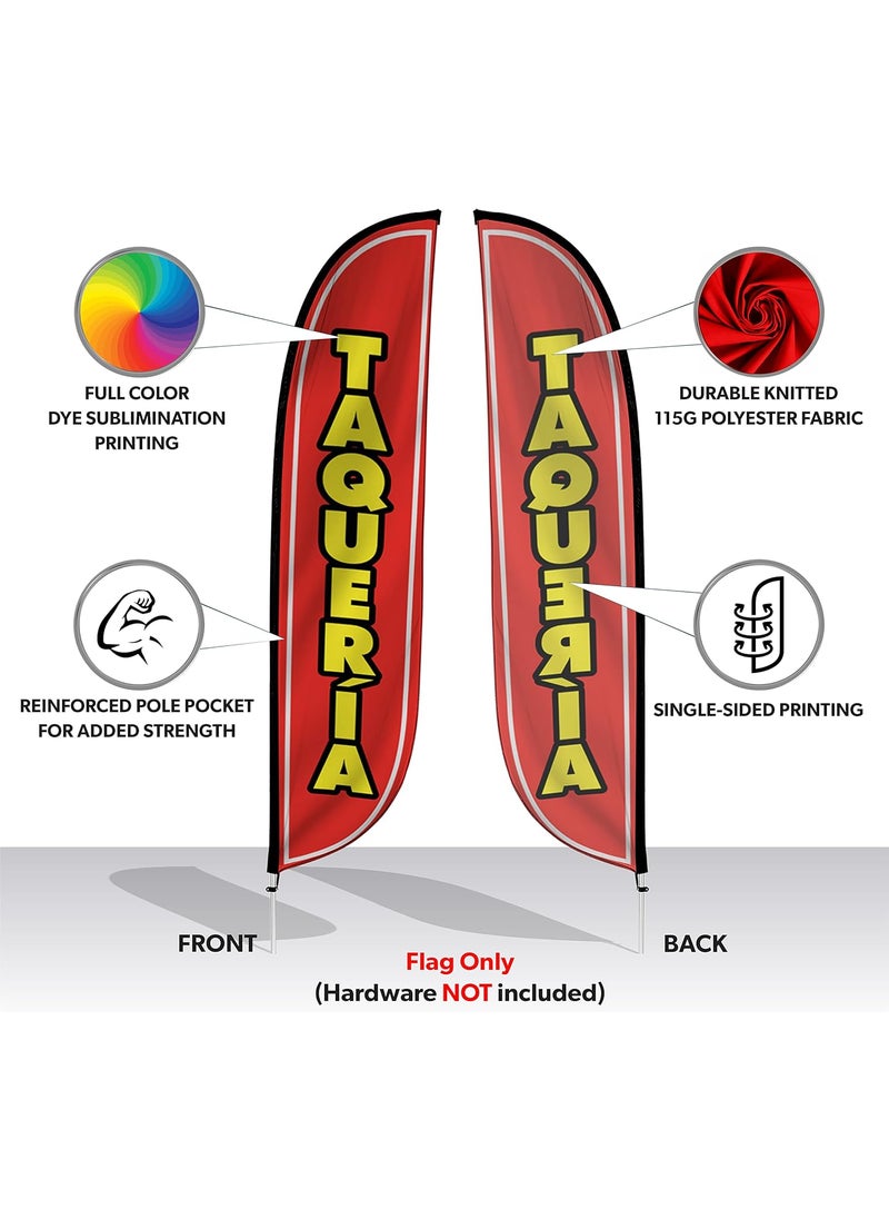 LookOurWay LookOurWay Feather Flag Banner  12 Feet Tall Advertising Flags for Outdoor Business and Events Promotion  Swooper Flag Only  Mexican Food Tacos Flag  Taqueria Red Feather Flag 10M1200098  - Image 2