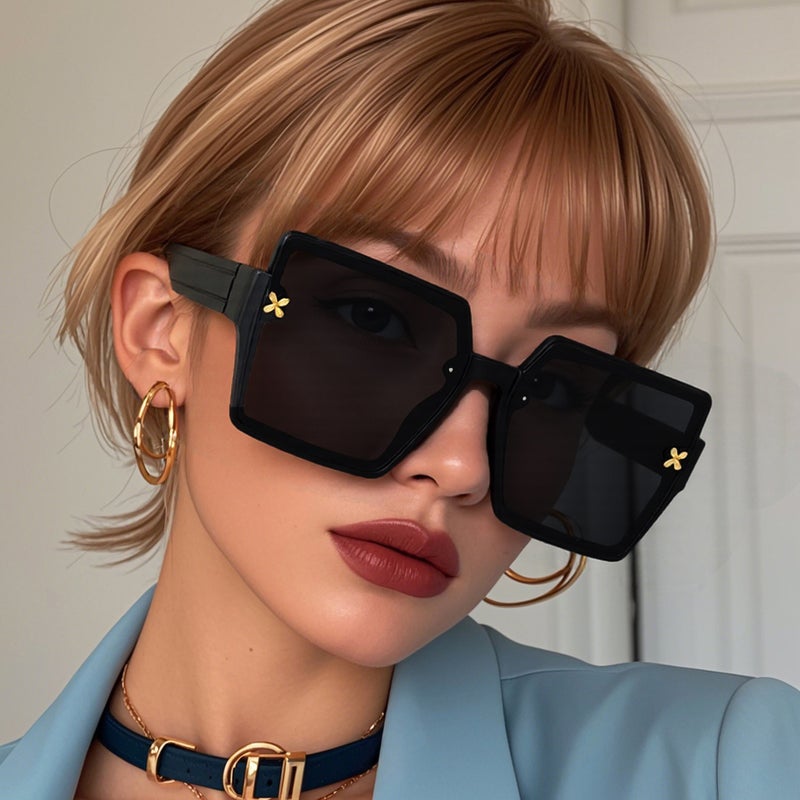 Women'S Sunglasses Anti-Uv Round Face Large Frame Sunglasses Big Face Slimming Retro Internet Red Glasses - Image 2