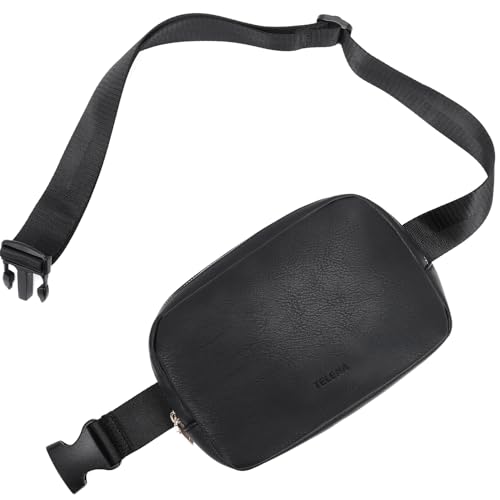 Telena Leather Belt Bag for Women Fashionable Fanny Packs Cross Body Bag Waist Pack Black - Image 1