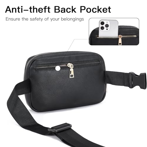 Telena Leather Belt Bag for Women Fashionable Fanny Packs Cross Body Bag Waist Pack Black - Image 4
