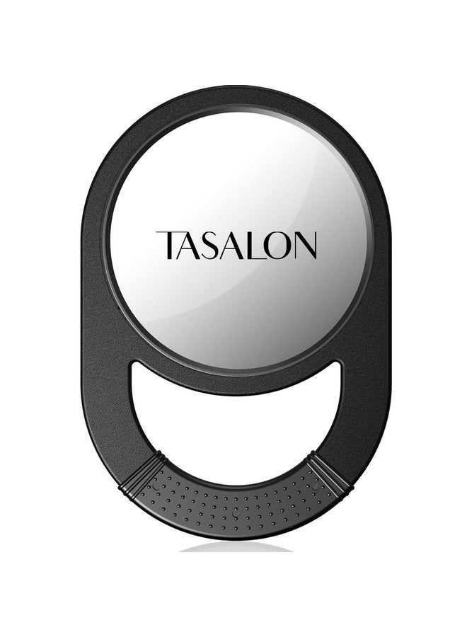 TASALON Unbreakable Hand Mirror Hand Mirrors With Handle Salon Mirror Barber Mirror For Hair Antislip Hand Held Mirror With Rubber Grip For Travel Makeup Shaving Shower Campingblack  - Image 1