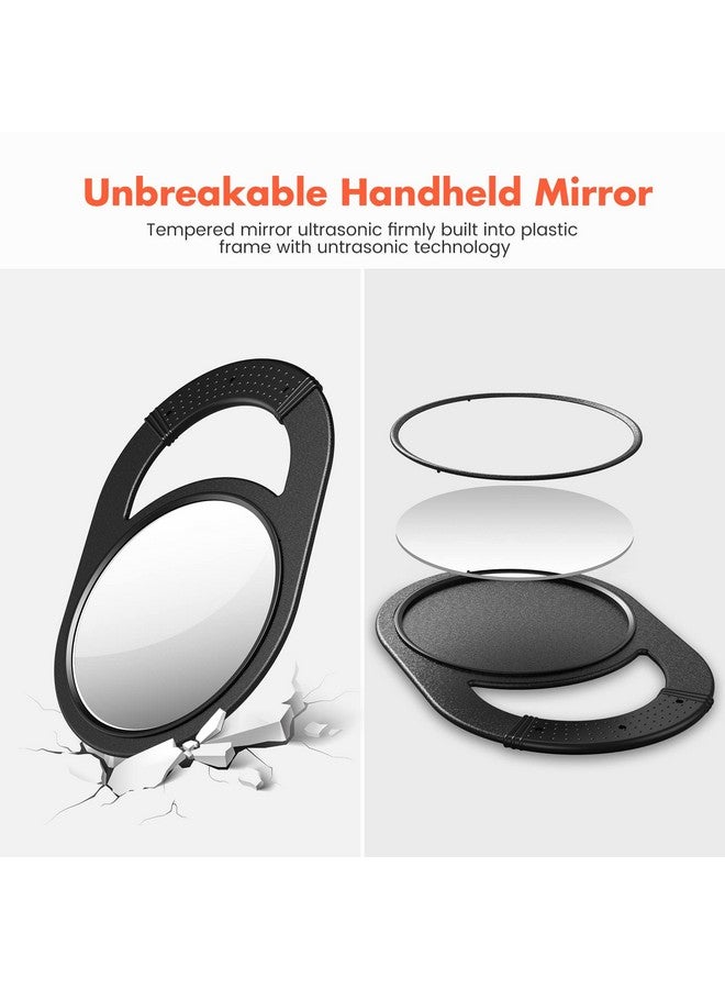 TASALON Unbreakable Hand Mirror Hand Mirrors With Handle Salon Mirror Barber Mirror For Hair Antislip Hand Held Mirror With Rubber Grip For Travel Makeup Shaving Shower Campingblack  - Image 4