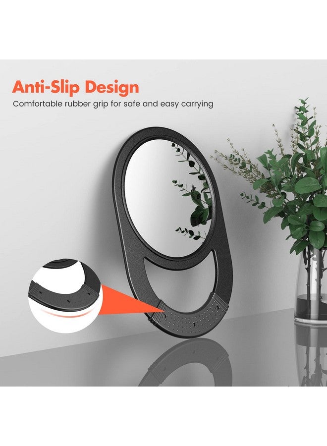 TASALON Unbreakable Hand Mirror Hand Mirrors With Handle Salon Mirror Barber Mirror For Hair Antislip Hand Held Mirror With Rubber Grip For Travel Makeup Shaving Shower Campingblack  - Image 3