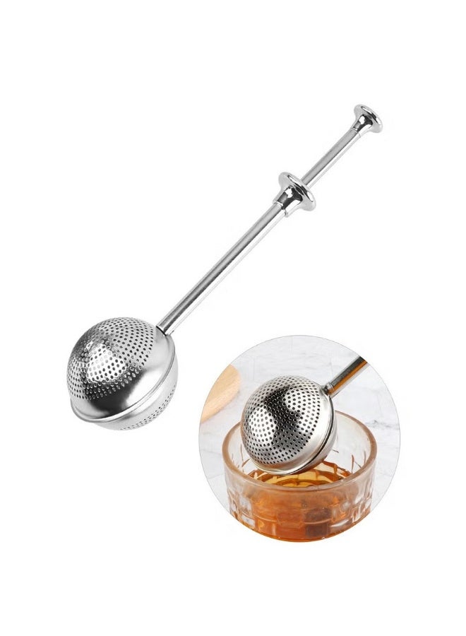 1 piece press spherical tea strainer: stainless steel tea brewing strainer, fine mesh for bulk tea - Image 1