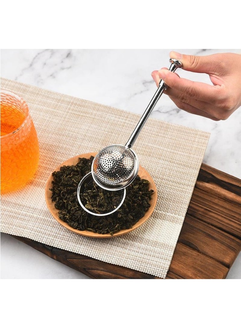 1 piece press spherical tea strainer: stainless steel tea brewing strainer, fine mesh for bulk tea - Image 2
