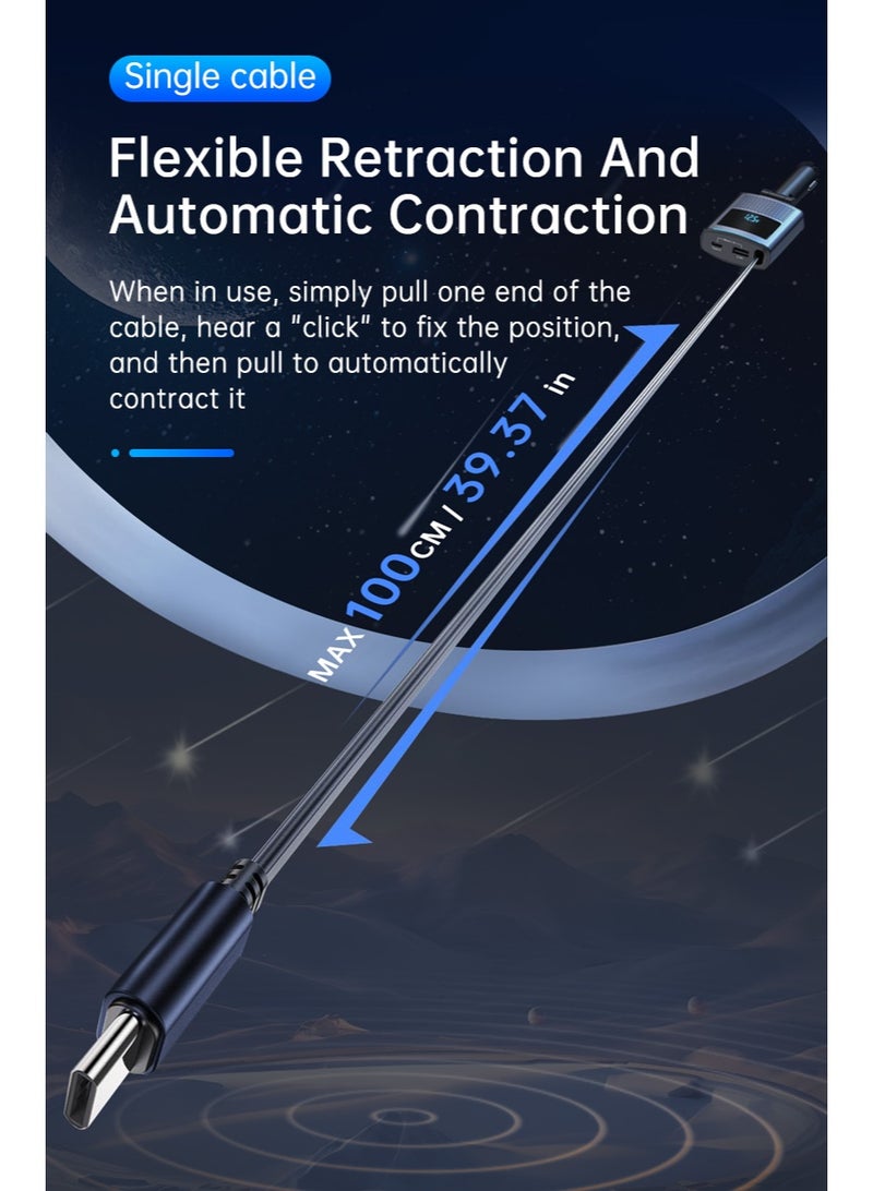 السيميا شاحن سيارة بقدرة 80.5 واط، شاحن سيارة 4 في 1 بمنفذ USB Pd من النوع C للشحن السريع، شحن سريع لأجهزة متعددة، رأس قابل للتعديل بزاوية 180°، كابل قابل للسحب بطول 31.5 بوصة، ومنفذ USB واحد ومنفذ Type-C واحد، متوافق مع كابلات Type-C وLightning لأجهزة iPhone 17/16/15/14/13/12 Pro Max و Xr، iPad، و Pixel - Image 4