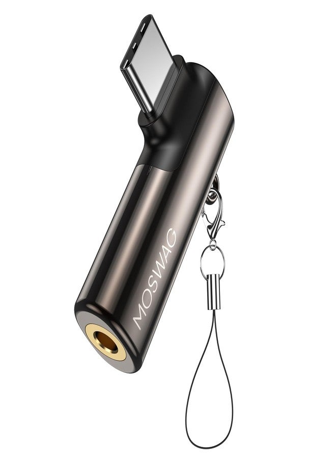 MOSWAG محول سماعات رأس USB C إلى 3.5 مم جاك نوع C بزاوية صحيحة مع ميكروفون صوتي دوغل من سبائك الزنك متوافق مع آيفون 15 بلس وسامسونج جالاكسي S23 S22، هواوي P50/40، ميت 40/30 - Image 1