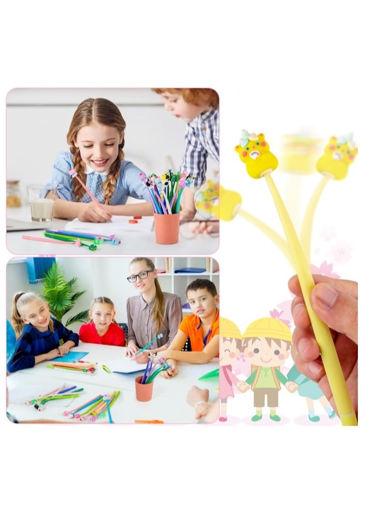 12 Pcs Squishy Pens for Kids,Cute Fun Pens for Kids, Stress Relief Bobblehead Pen, Party Favors for Kids,Birthday Gifts for Boys & Girls,kids Classroom Prizes - Image 2