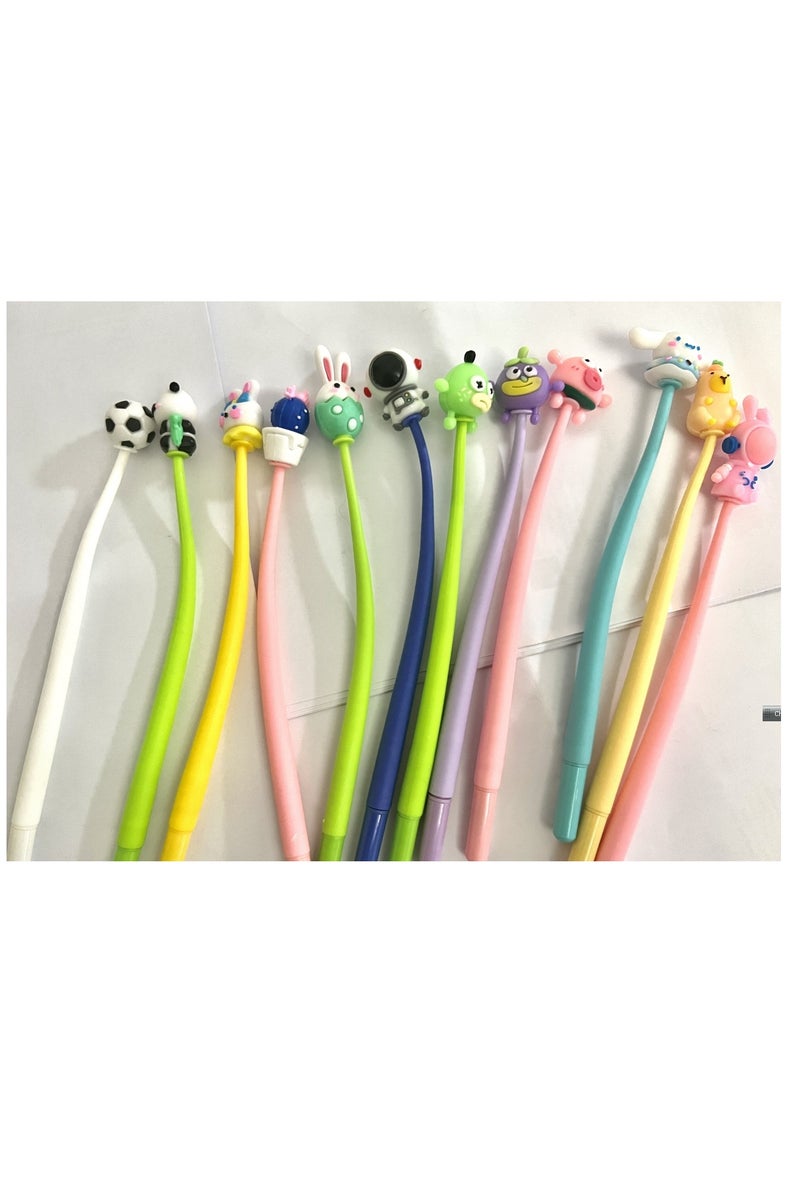12 Pcs Squishy Pens for Kids,Cute Fun Pens for Kids, Stress Relief Bobblehead Pen, Party Favors for Kids,Birthday Gifts for Boys & Girls,kids Classroom Prizes - Image 1