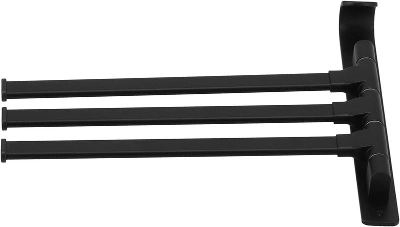 Rotating Towel Rack with 3 Poles, Wall Mounted Bath Towel Holder, Space Aluminum Folding Drying Rack for Bathroom Balcony Kitchen, Matte Black Nordic Minimalist Design - Image 4