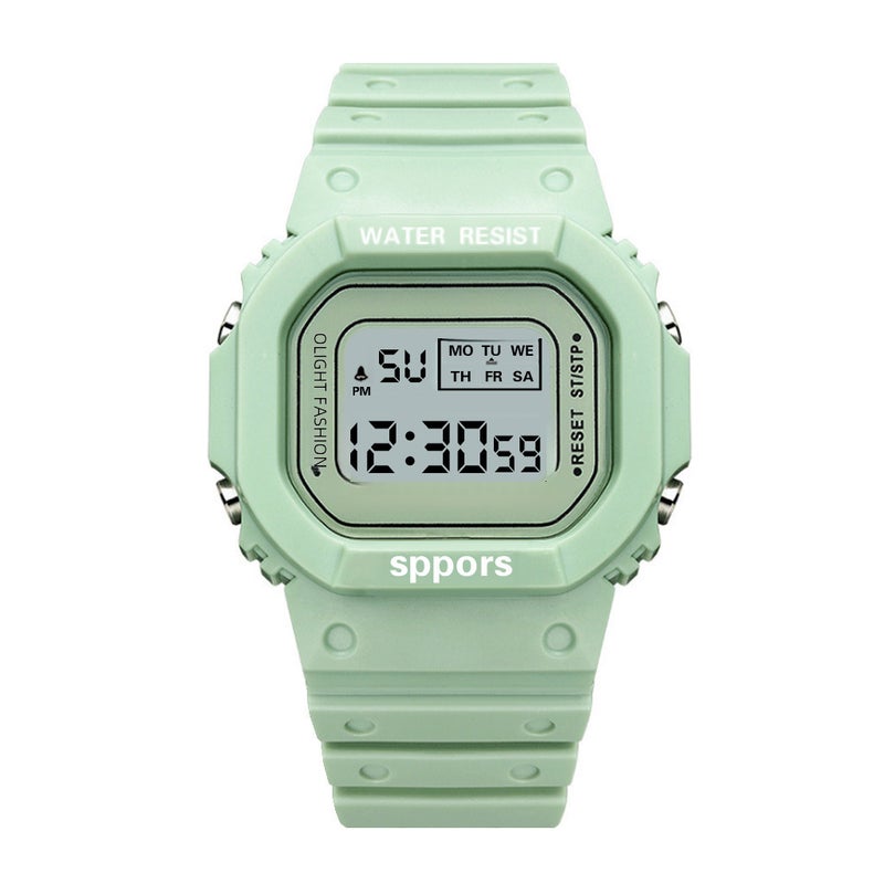 Square Matcha Green LED Sport Watch Unisex Purple  - Image 4