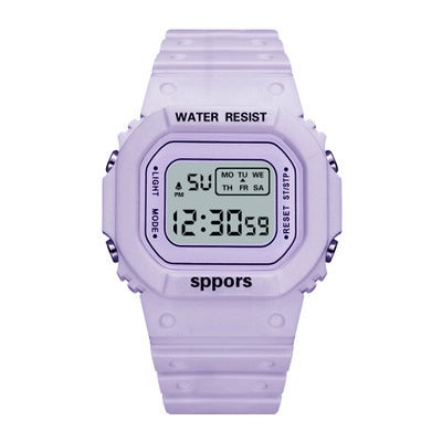 Square Matcha Green LED Sport Watch Unisex Purple  - Image 1