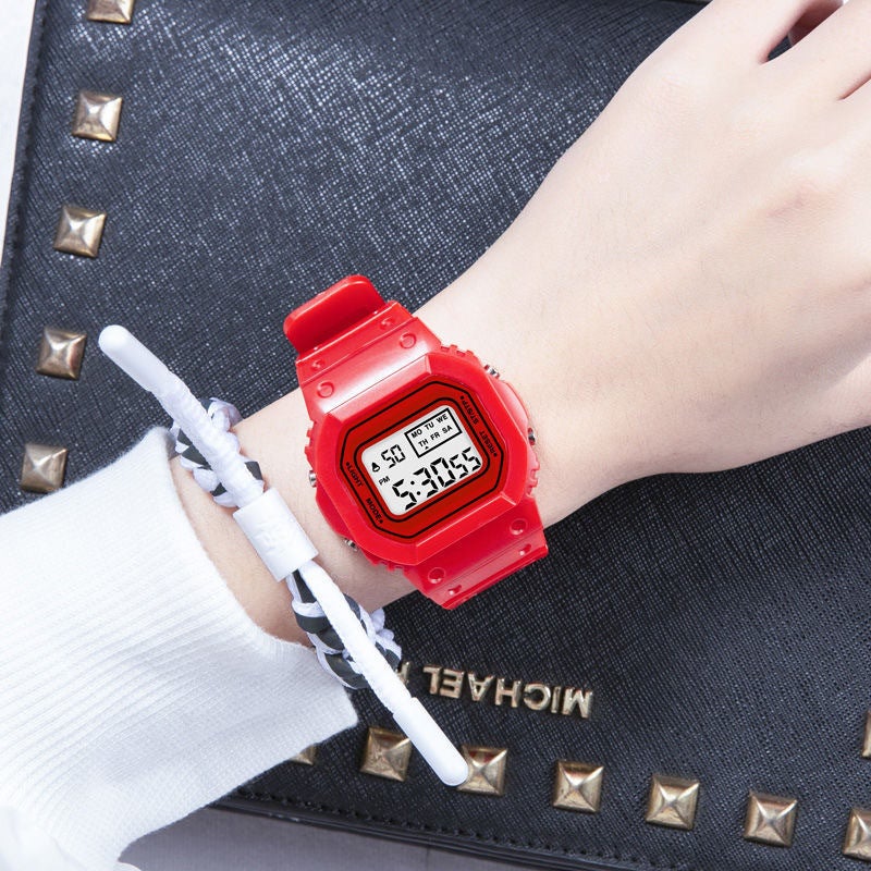 Square Matcha Green LED Sport Watch Unisex Purple  - Image 2