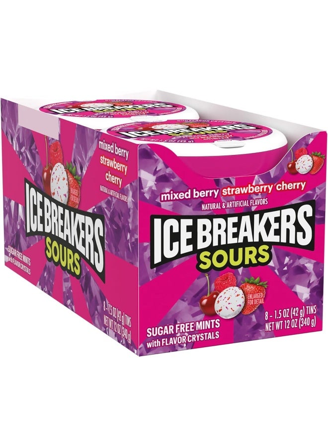 ICE BREAKERS Sours Assorted Fruit Flavored Sugar Free Mints Tin, 1.5 oz (Pack of 8) - Image 2