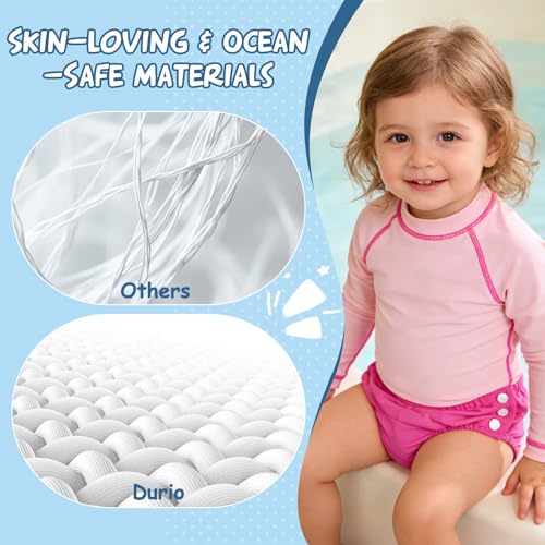 Durio 2PCS Reusable Swim Diapers - Toddler Baby Swim Diaper Washable Snap Pool Swimming Diaper Soft and Silky Waterproof Diapers for Swimming Lessons Boys and Girls - Image 2