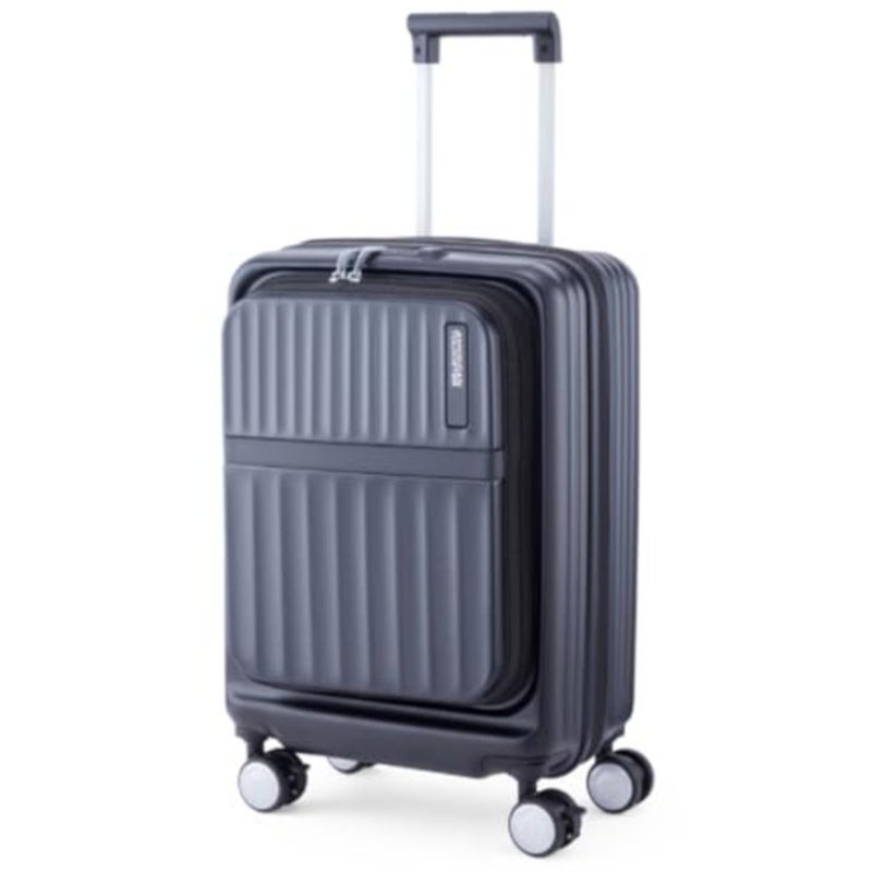 Travel suitcase for airport use, polycarbonate, black, lightweight with 4 spinner wheels, expandable, TSA lock, waterproof compartment, 3-year global warranty - Image 1