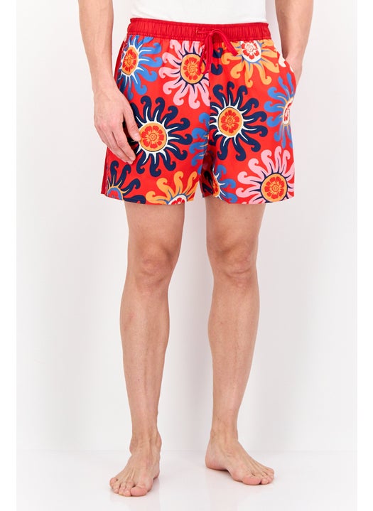 Men Drawstring All Over Printed Board Short, Multicolor