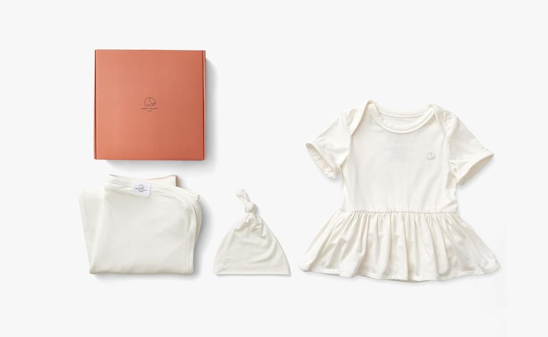 Bamboo Onesie Dress New Born Gift Set for Girls - 0-3 Months - White