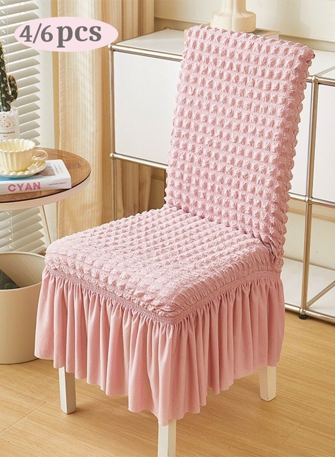 Bukela 4/6-Piece Chair Covers, Stretchable Chair Covers, Dining Room Chair Covers with Long Skirt, Chair Protector, Soft Touch Seat Covers for Dining Room Banquet Party Home Decoration - Image 1