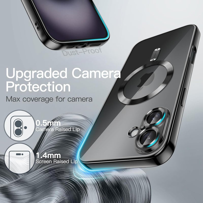 VONZEE Thermoplastic Polyurethane Electroplating Transparent Clear Logo Cover for iPhone 16 Case,Compatible with Magsafe TPU Bumper Cover for Men & Women(Black) - Image 4