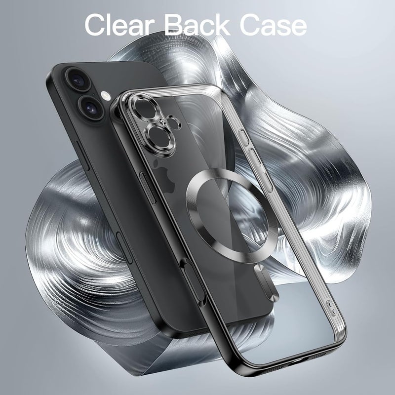 VONZEE Thermoplastic Polyurethane Electroplating Transparent Clear Logo Cover for iPhone 16 Case,Compatible with Magsafe TPU Bumper Cover for Men & Women(Black) - Image 5