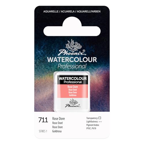 PHOENIX Professional Watercolor Paint Single Watercolor Half Pan Rose Dore 711 - Image 1