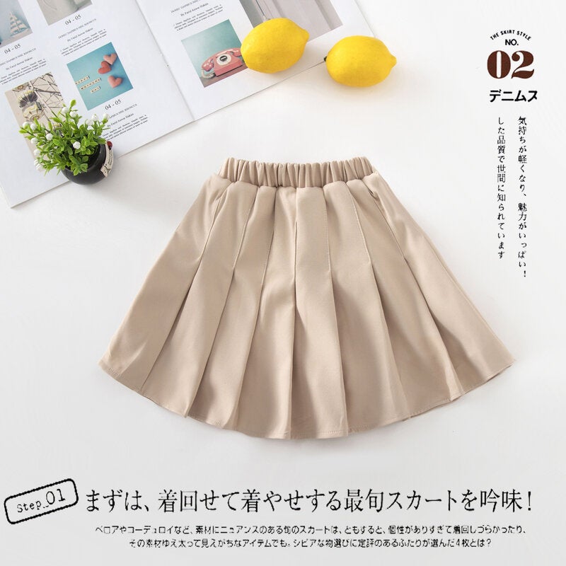 Girls Pleated Skirt Spring Summer A-Line Plaid PINK CHECK  - Image 3