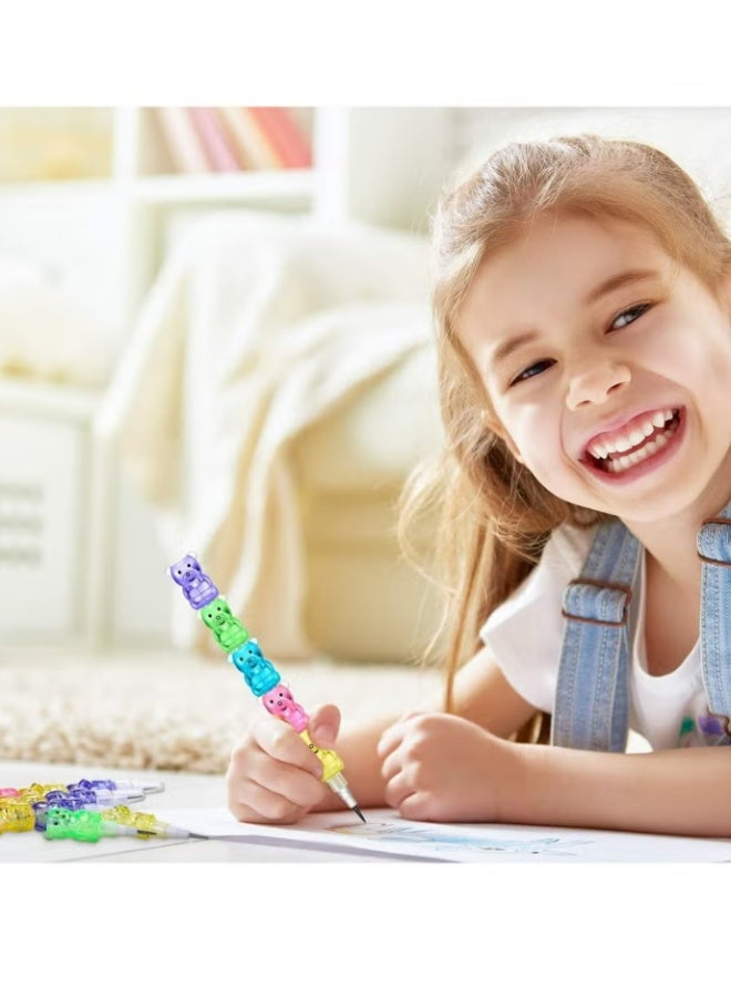 ٢٠ قلم رصاص بلاستيكي قابل للتكديس، قلم رصاص قابل للتكديس على شكل دب للأطفال، أقلام رصاص ٥ في ١ مناسبة لمستلزمات حفلات أعياد الميلاد - Image 5