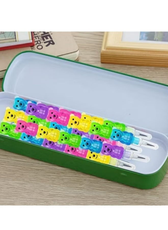 ٢٠ قلم رصاص بلاستيكي قابل للتكديس، قلم رصاص قابل للتكديس على شكل دب للأطفال، أقلام رصاص ٥ في ١ مناسبة لمستلزمات حفلات أعياد الميلاد - Image 4