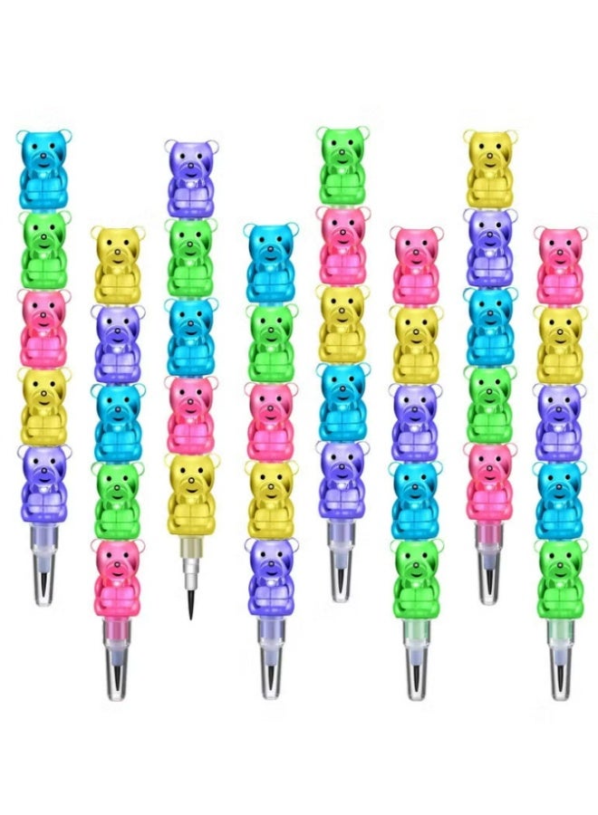 ٢٠ قلم رصاص بلاستيكي قابل للتكديس، قلم رصاص قابل للتكديس على شكل دب للأطفال، أقلام رصاص ٥ في ١ مناسبة لمستلزمات حفلات أعياد الميلاد - Image 1