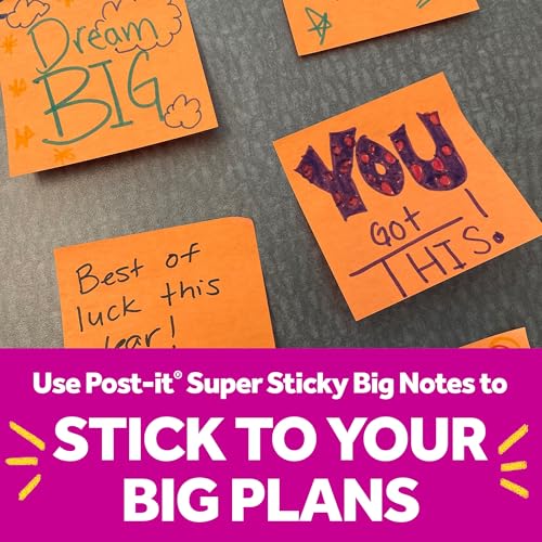 Post It Post-it Super Sticky Big Notes, 8 in. x 8 in., Extra Large Sticky Notes in Papaya Fizz, 2 pads, 60 Sheets Total, Great for Vision Boards, Creative Projects, Study Spaces, Group Brainstorming, and More - Image 5