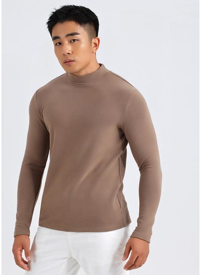 NIBEMINENT Autumn Winter Mock Neck Long Sleeved Clothes Men Solid Color Man Half Fashion Casual Mens Clothing Pullover Casual Clothes - Image 1