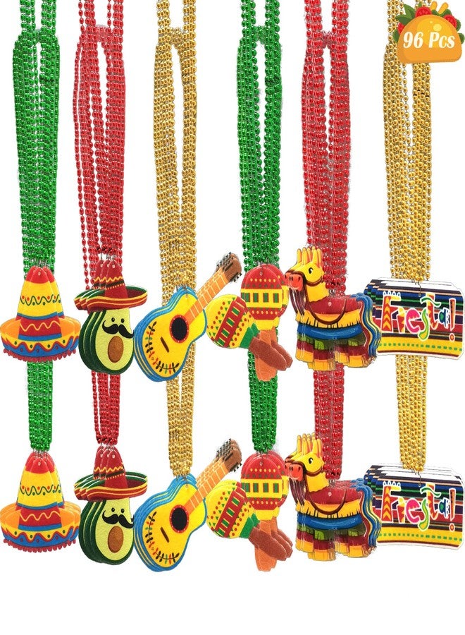 Becfupo 96 Pcs Mexican Fiesta Beads Necklaces Bulk, Cinco De Mayo Necklaces Beads For Mexican Fiesta Bachelorette Party Decorations, Cinco De Mayo Party Photo Props - Image 2