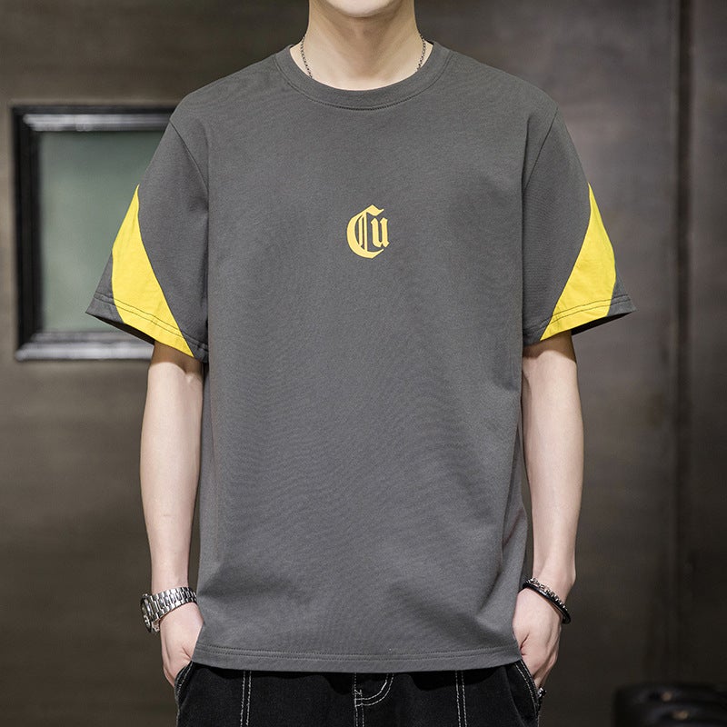 2023 Men's Short-sleeved T-shirt Loose Trendy All-match Fatty Extra Large Size Simple Solid Color Half-sleeved Base Shirt - Image 5