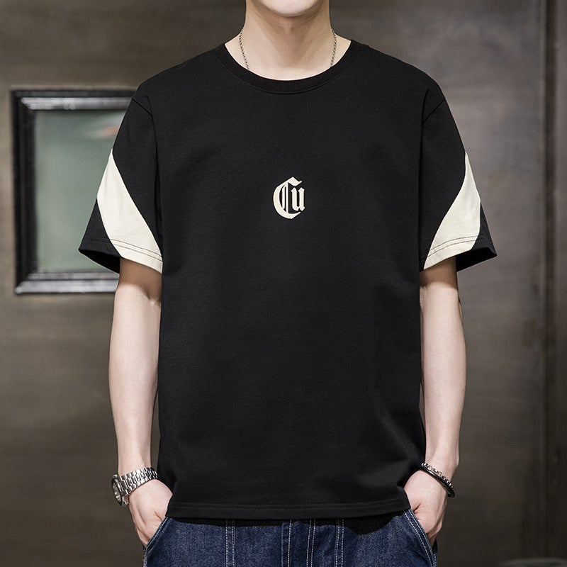 2023 Men's Short-sleeved T-shirt Loose Trendy All-match Fatty Extra Large Size Simple Solid Color Half-sleeved Base Shirt - Image 4