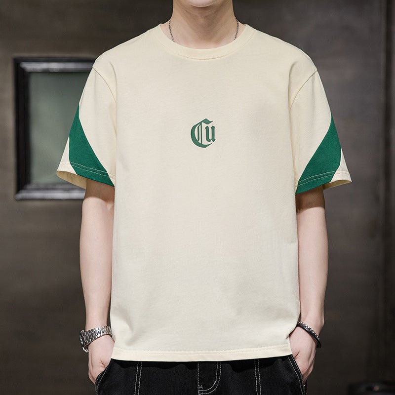 2023 Men's Short-sleeved T-shirt Loose Trendy All-match Fatty Extra Large Size Simple Solid Color Half-sleeved Base Shirt - Image 1