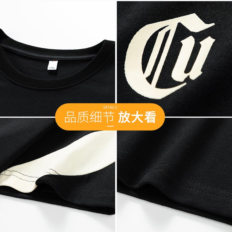 2023 Men's Short-sleeved T-shirt Loose Trendy All-match Fatty Extra Large Size Simple Solid Color Half-sleeved Base Shirt - Image 3