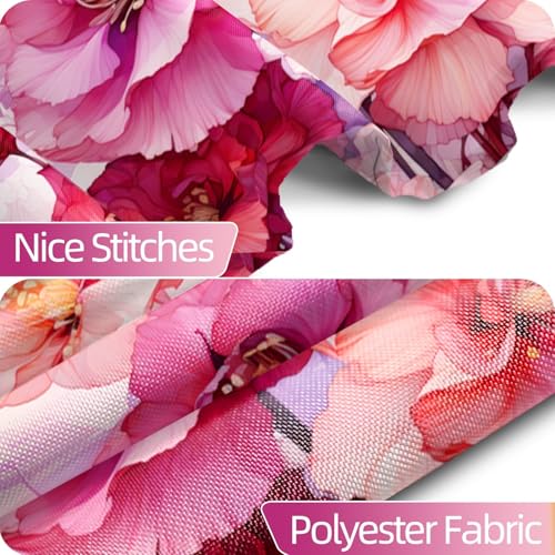 Uiiooazy Pink Shower Curtain for Bathroom Rose Pink Floral Shower Curtain Set with Hooks Abstract Purple Pink Flowers Bathtub Decor Waterproof Fabric Curtains 72x72inches - Image 5