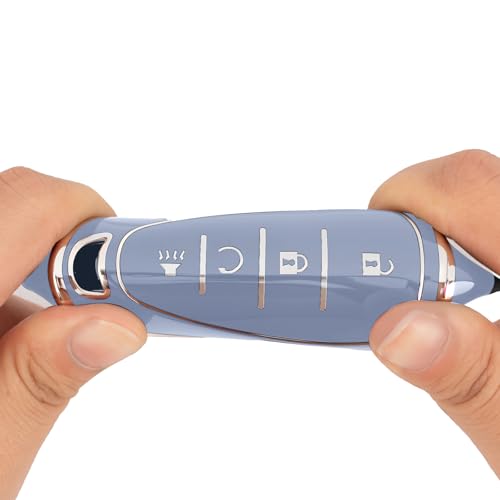 CHATYYD Key fob Cover for Chevy with Keychain,Soft TPU Car Key Cover Case for Chevy Bolt Equinox Trax Sonic Volt 2017-2025 Accessories(Silver Edged Blue) - Image 5