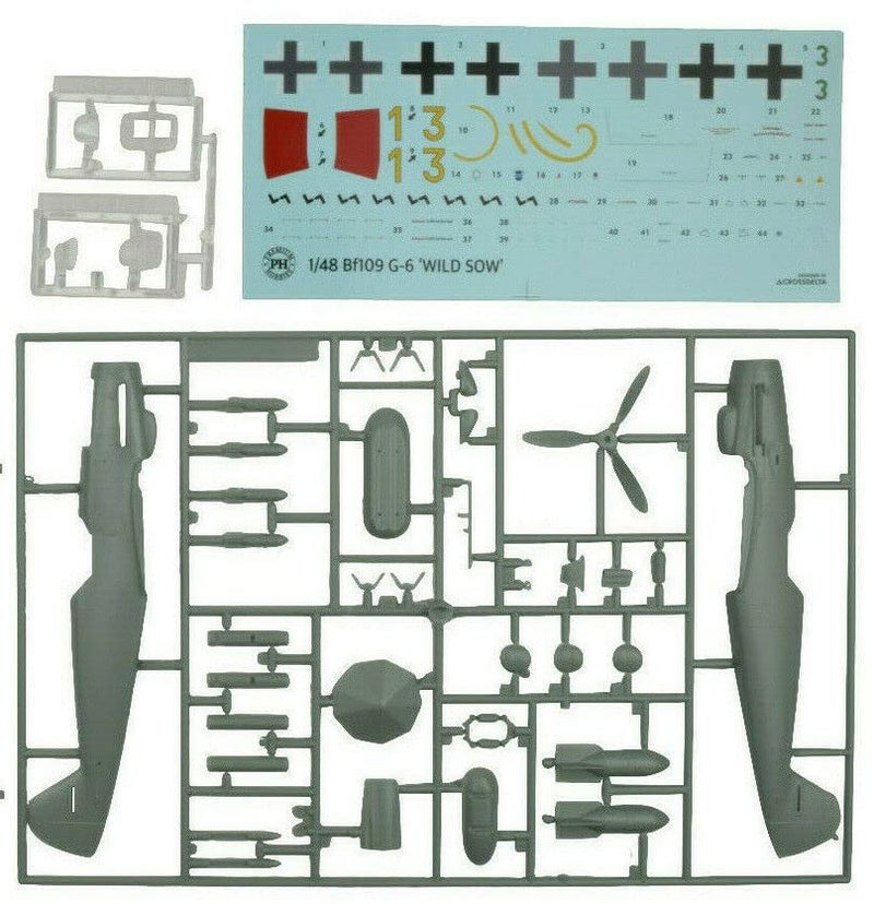 PH Premium Hobbies Premium Hobbies Bf109 G-6 "Wild Sow 1:48 Plastic Model Airplane Kit 137V - Image 4