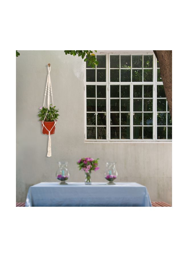 NIBEMINENT 4 Legs Cotton Rope Outdoor Hanging Planter Brown/Green/White 39inch - Image 4