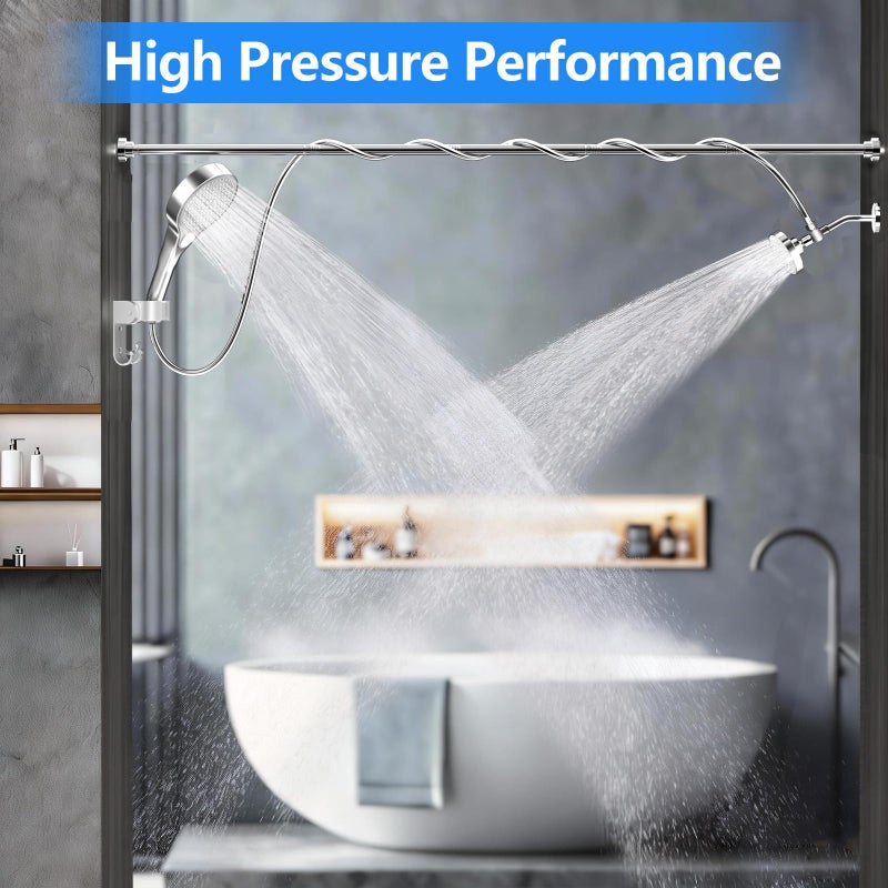 NTPN Dual Shower Head with Handheld for Couples: High Pressure Double Shower Heads for Two People - Adjustable Two Showerhead System with 3 Flow Settings Fits 2 Person Bathroom (Chrome) - Image 4