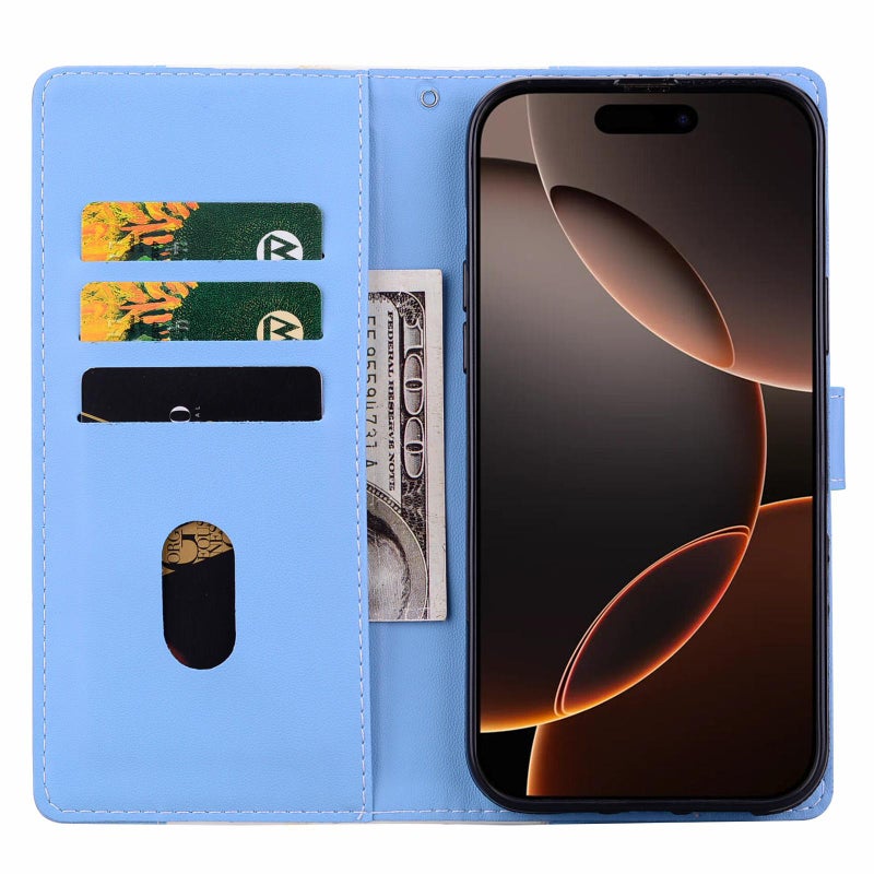 إيروريكس جراب هاتف جلدي منقوش ثنائي اللون لهاتف iPhone 17 Pro Max (أبيض وأزرق) - Image 4