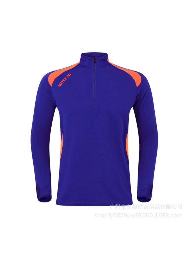 Color Blue With Orange Edge-quick Dry Breathable Football Jersey - Image 1