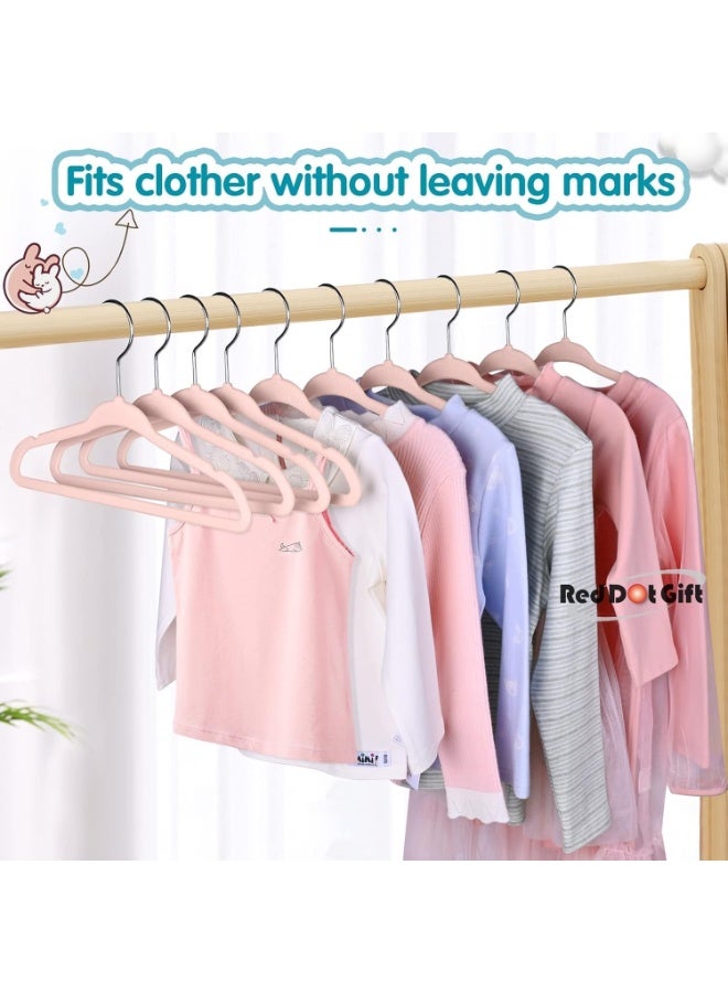 Red Dot Gift® 15-Pack Pink Velvet Kids Hangers - 35cm Premium Childrens Hangers for Closet, Ultra Thin Cute Hangers Kids Clothes Hanger - Image 3