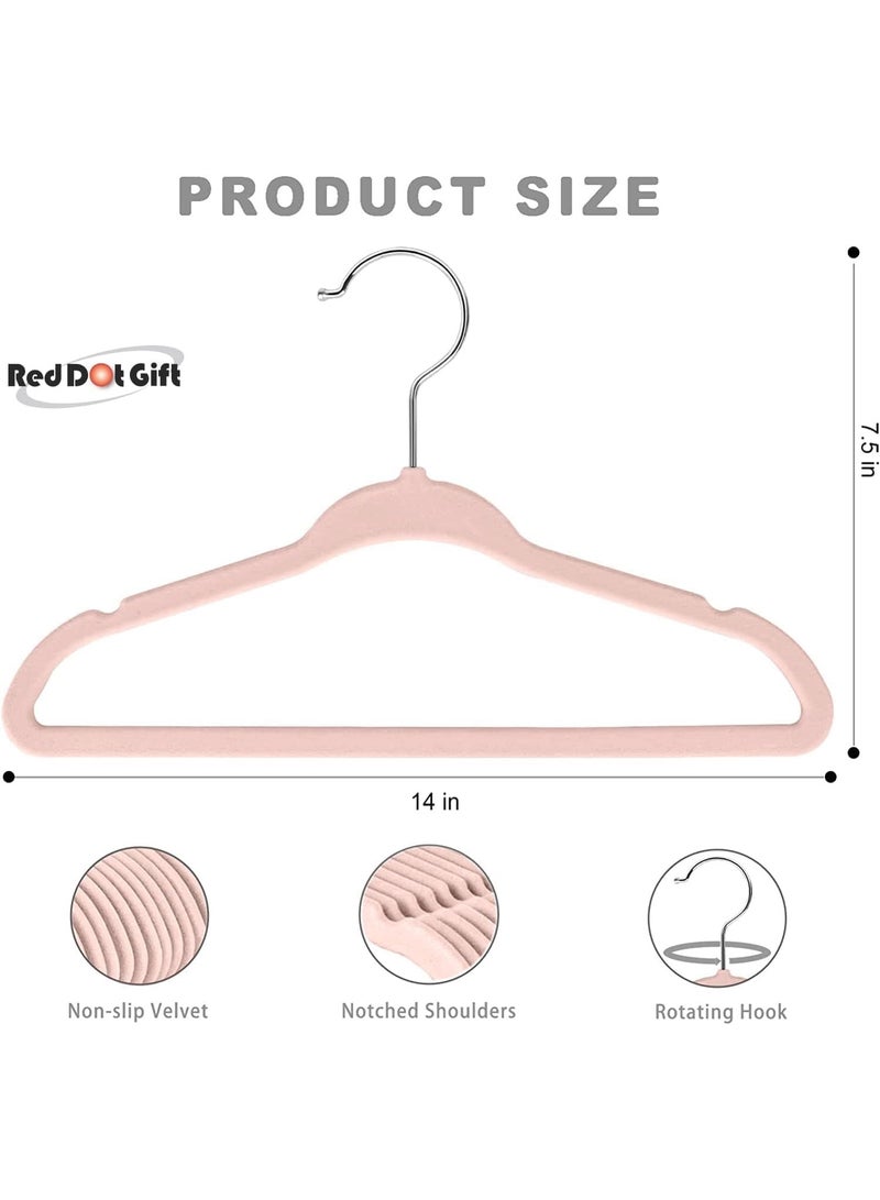Red Dot Gift® 15-Pack Pink Velvet Kids Hangers - 35cm Premium Childrens Hangers for Closet, Ultra Thin Cute Hangers Kids Clothes Hanger - Image 2