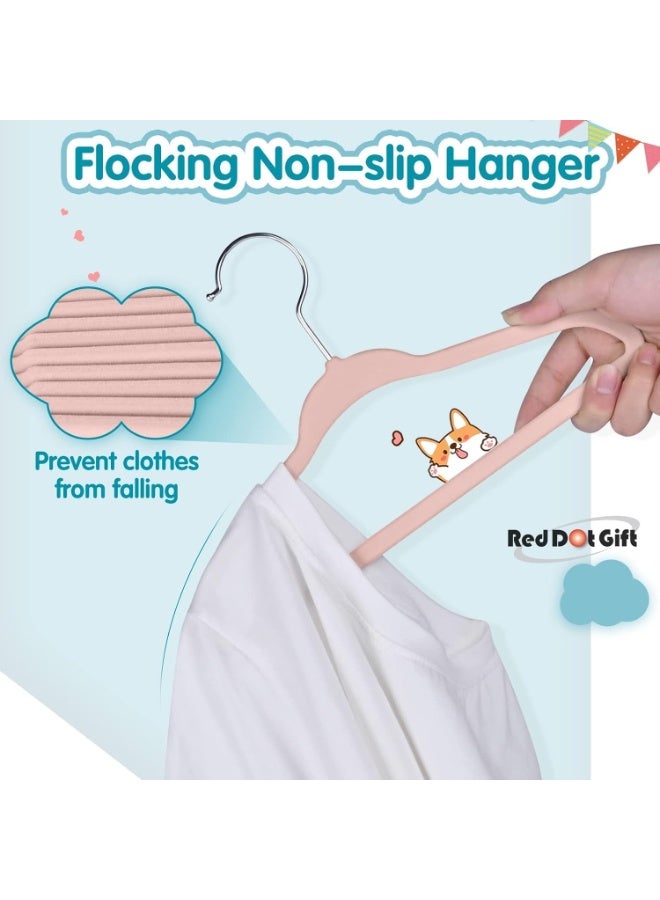 Red Dot Gift® 15-Pack Pink Velvet Kids Hangers - 35cm Premium Childrens Hangers for Closet, Ultra Thin Cute Hangers Kids Clothes Hanger - Image 4