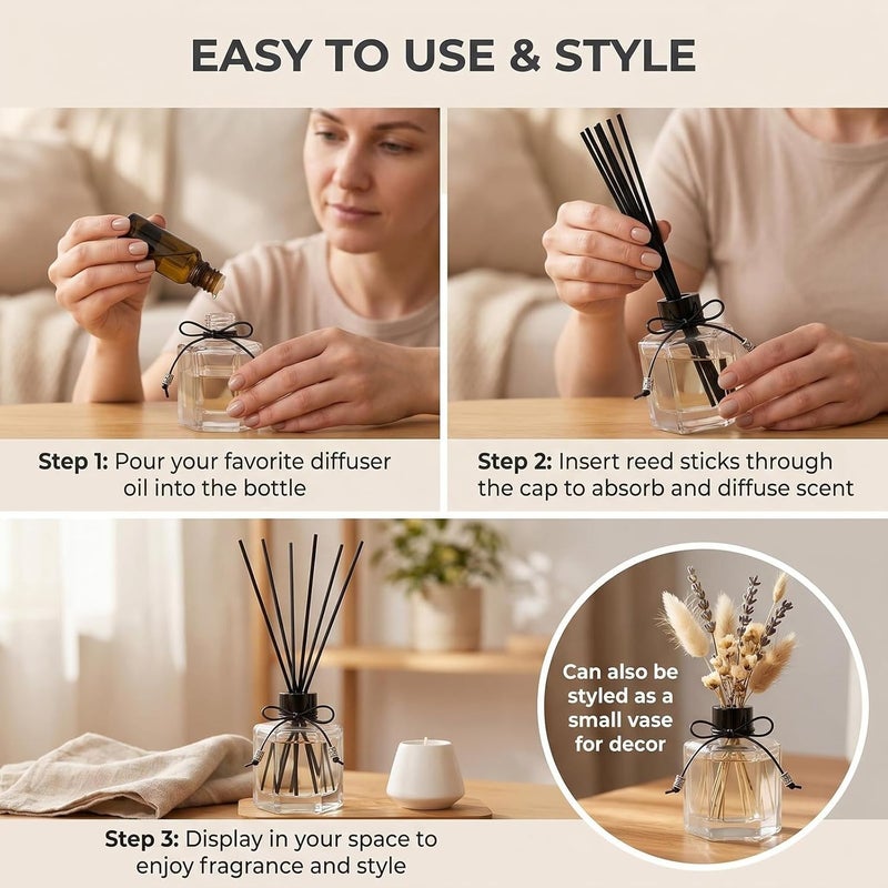 vipolish 1Pcs 150ml 5 fl oz Empty Refillable Clear Glass Diffuser Bottle Aromatherapy Diffuser Jar Container Fragrance Accessories Use for DIY Replacement Reed Diffuser Sets Essential Oils Craft Decor - Image 5
