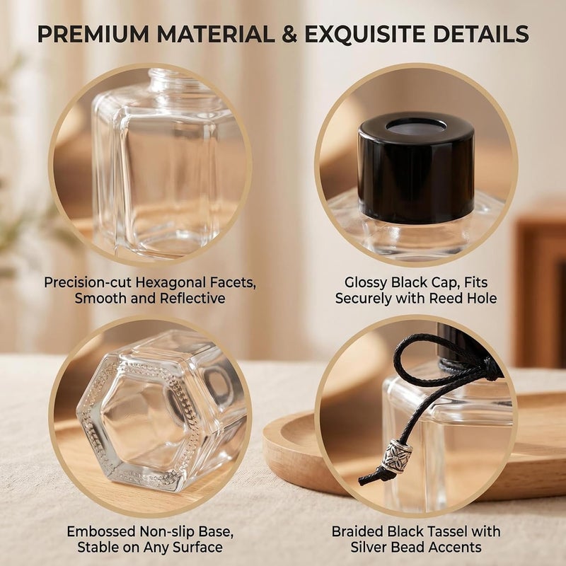 vipolish 1Pcs 150ml 5 fl oz Empty Refillable Clear Glass Diffuser Bottle Aromatherapy Diffuser Jar Container Fragrance Accessories Use for DIY Replacement Reed Diffuser Sets Essential Oils Craft Decor - Image 2
