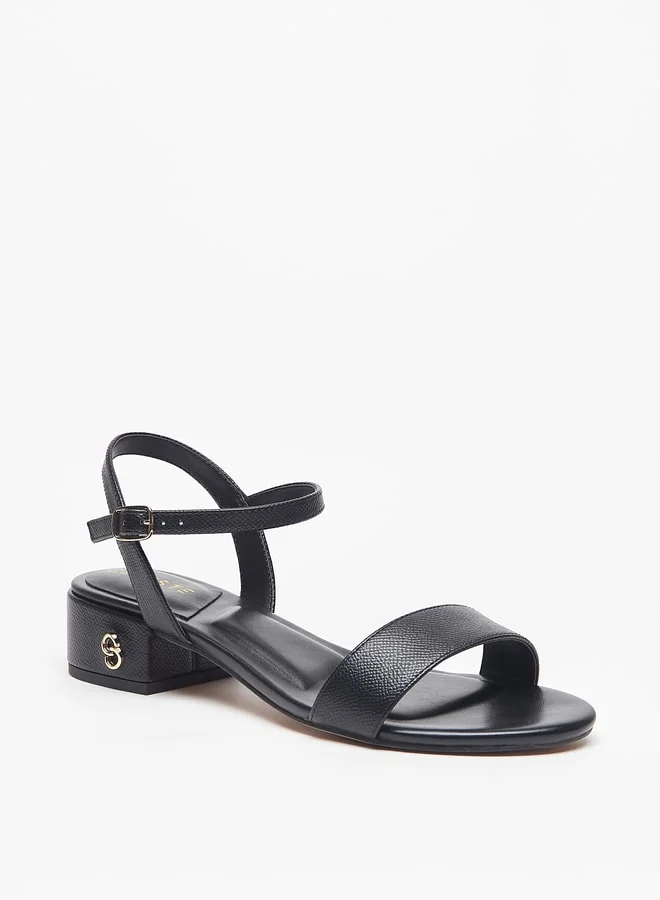 سيليست Womens Solid Block Heeled Sandals With Buckle Closure